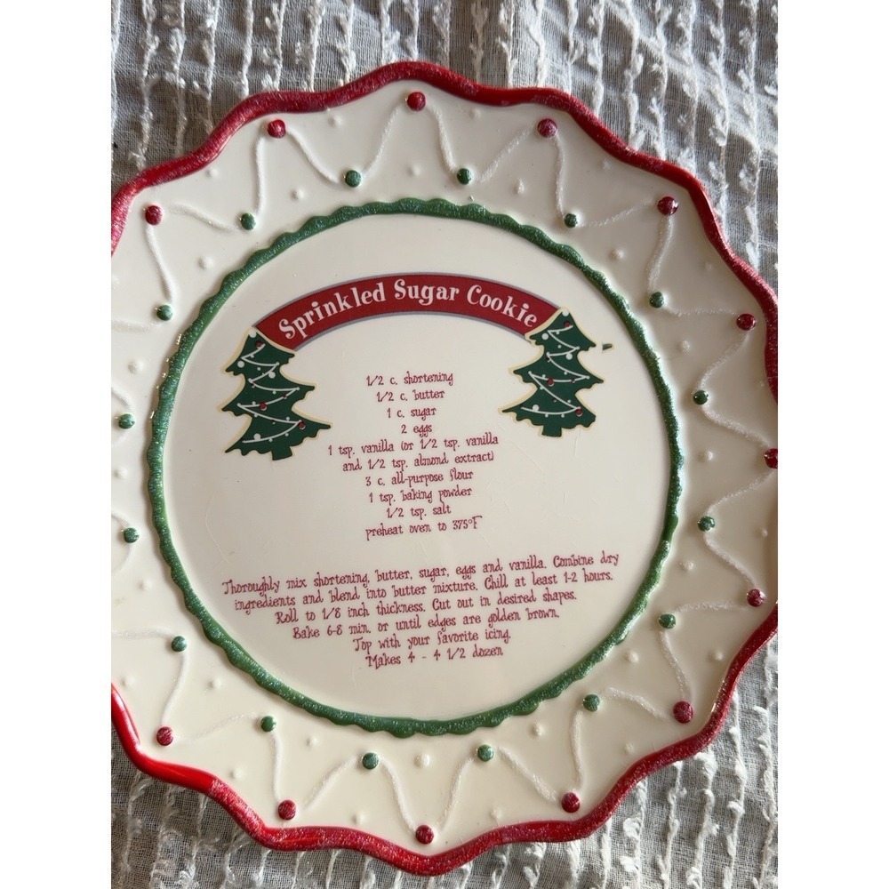 White Barn Candle Co Sprinkled Sugar Cookie Recipe Plate Christmas Holiday Red